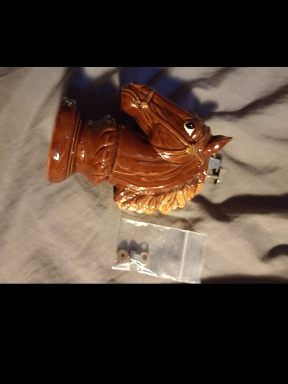 Antique Brown Ceramic Horse Head Lighter - Home Accents